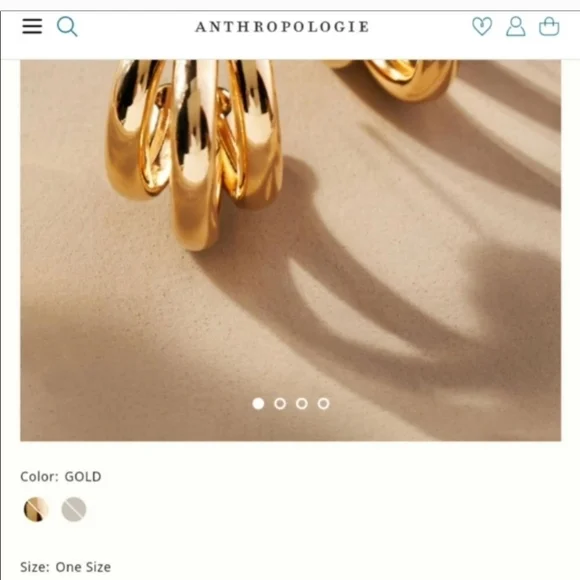 ANTHROPOLOGIE ALEX 14K GOLD TRIPLE RING EARRINGS - Picture 5 of 6